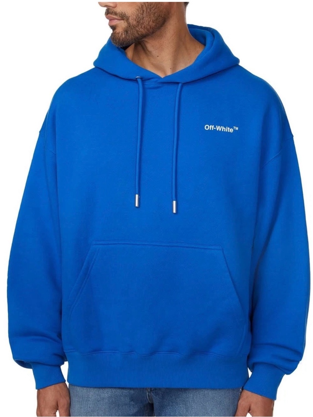 Off-White Costco Exclusive Men's Pullover Oversize Fit Hoodie Blue Size Large